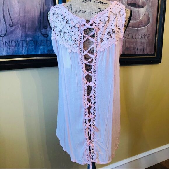 DRESSFO embroidered blouse track top pink sz L - Picture 2 of 8